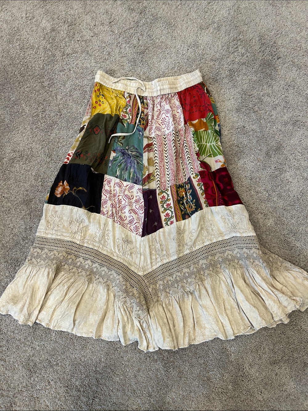 Patchwork maxi skirt, one size